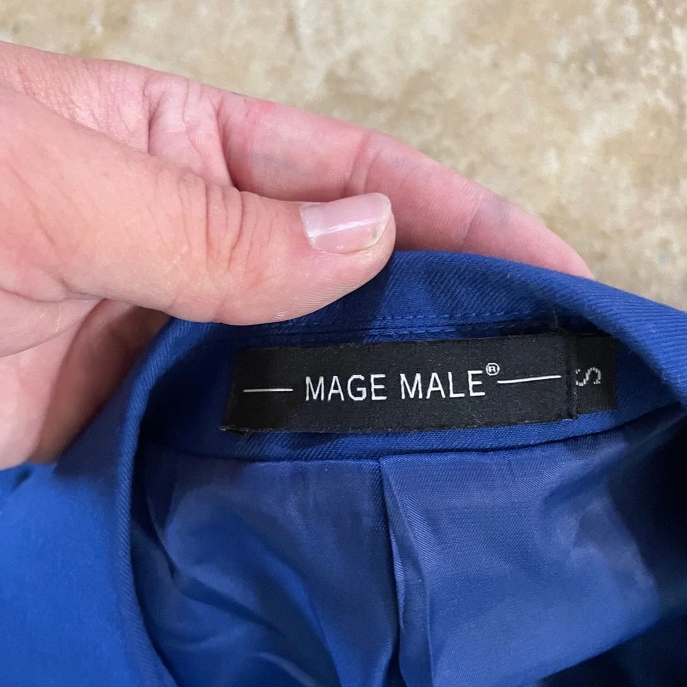 Mage Male Mens Royal Blue Slim Fit One Button Blazer Suit Jacket‎ Size S Small